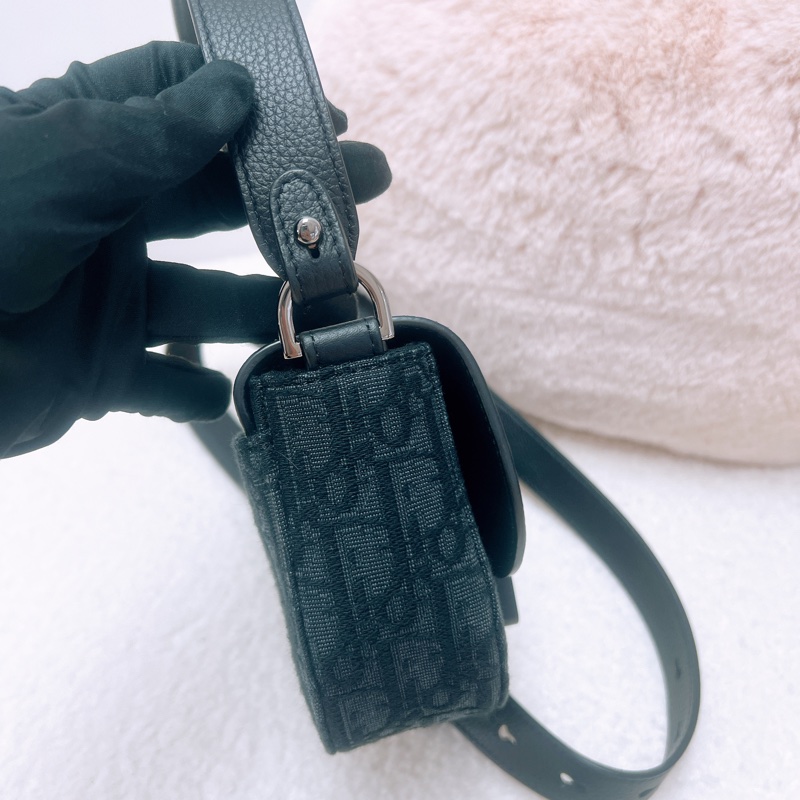 Dior saddle 黑色老花郵差包/馬鞍包-4