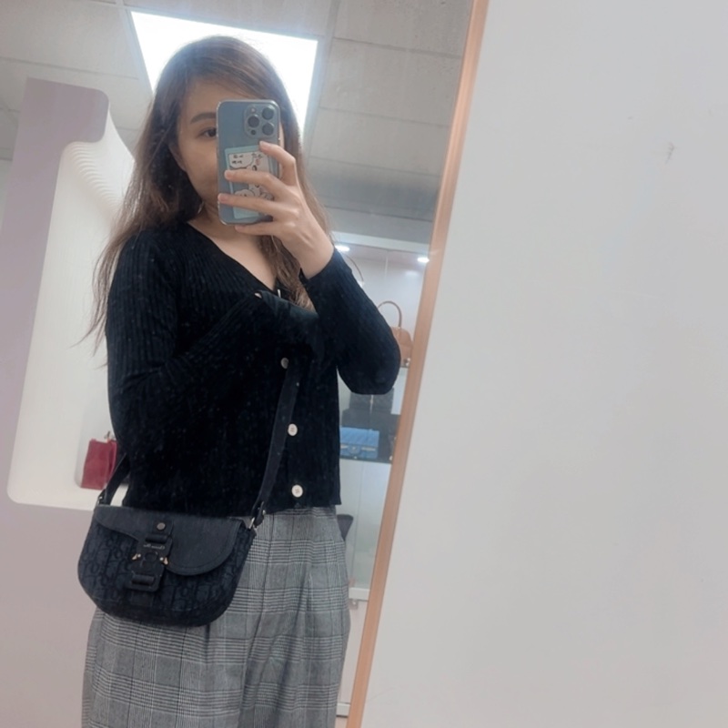 Dior saddle 黑色老花郵差包/馬鞍包-12