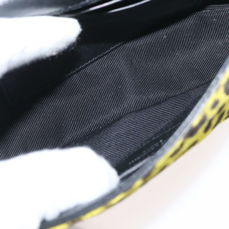 【日本直送】SAINT LAURENT Cassandra 鏈條包 Harako 皮革 黃色 銀色 Auth YKZ569A-10