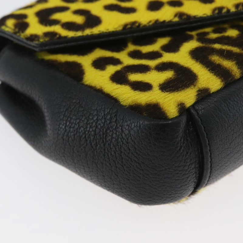 【日本直送】SAINT LAURENT Cassandra 鏈條包 Harako 皮革 黃色 銀色 Auth YKZ569A-14