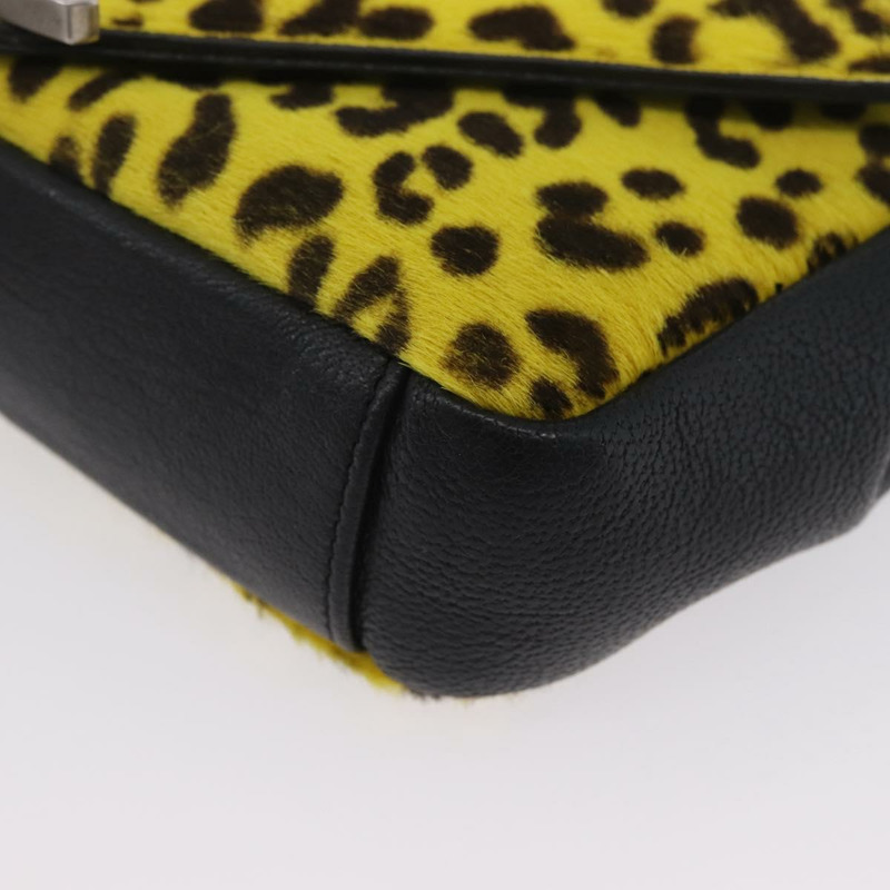 【日本直送】SAINT LAURENT Cassandra 鏈條包 Harako 皮革 黃色 銀色 Auth YKZ569A-15