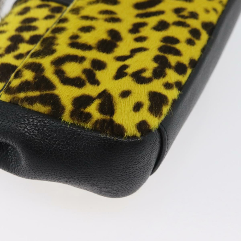 【日本直送】SAINT LAURENT Cassandra 鏈條包 Harako 皮革 黃色 銀色 Auth YKZ569A-16