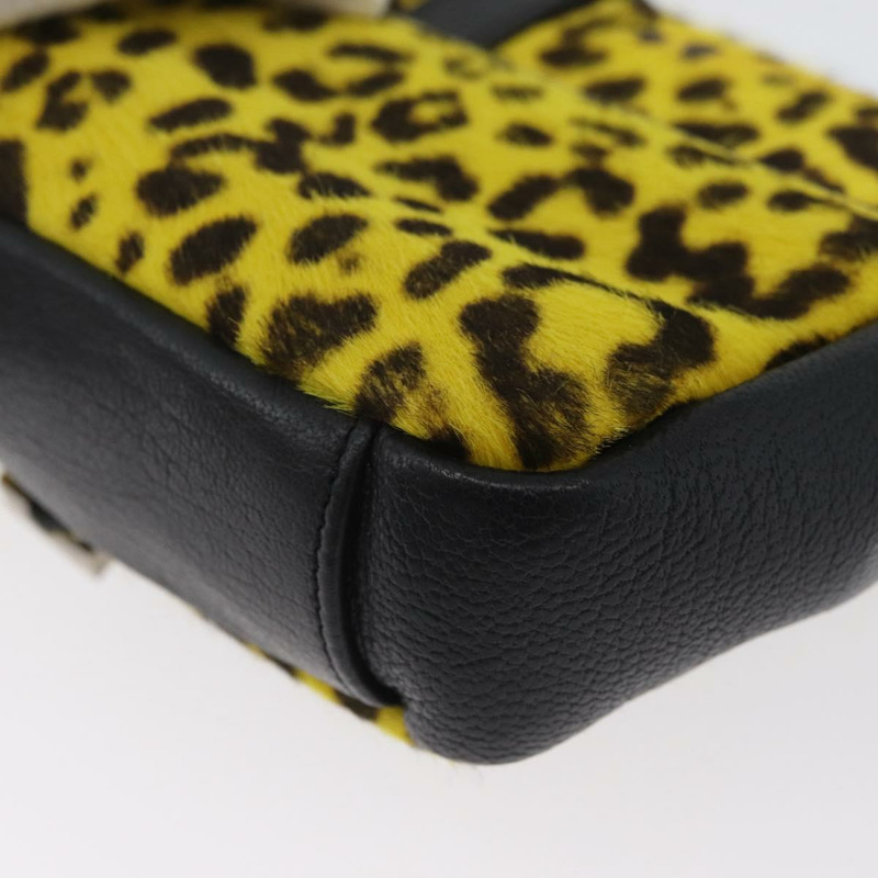 【日本直送】SAINT LAURENT Cassandra 鏈條包 Harako 皮革 黃色 銀色 Auth YKZ569A-17