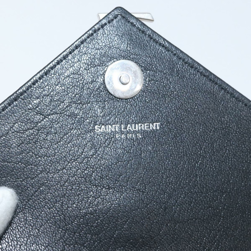 【日本直送】SAINT LAURENT Cassandra 鏈條包 Harako 皮革 黃色 銀色 Auth YKZ569A-18
