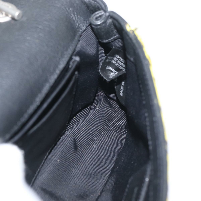 【日本直送】SAINT LAURENT Cassandra 鏈條包 Harako 皮革 黃色 銀色 Auth YKZ569A-19