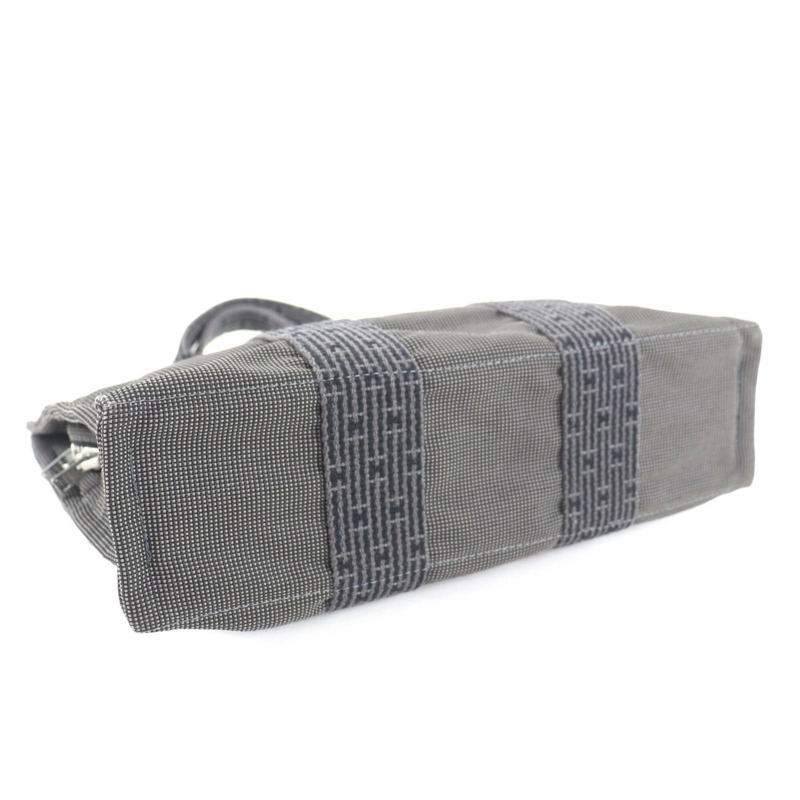 愛馬仕 Herline PM 帆布手提包，銀色五金配件，Sellier 紐扣，灰色，法國製造，女士款。-3