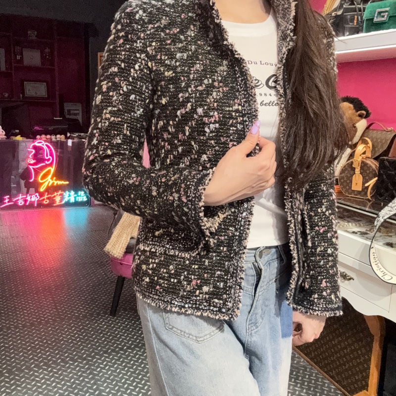 Chanel 黑毛呢外套/王吉娜古董精品-1