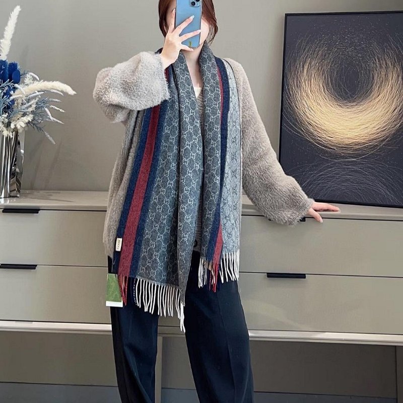💎Han's house精品服飾💎GUCCI 古馳 147351 男女均可 圍巾 披肩 19 0x37cm-4