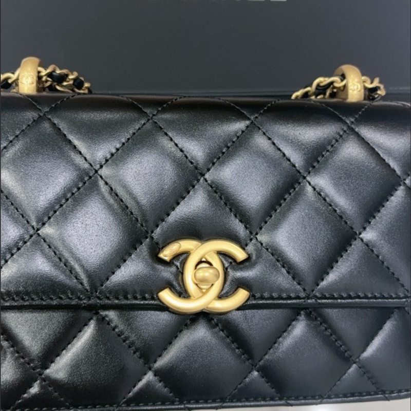 CHANEL 雙金球掀蓋包｜AS2615 晶片款｜黑金經典全配 🖤-9