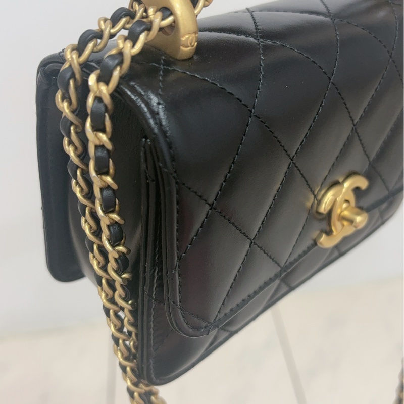 CHANEL 雙金球掀蓋包｜AS2615 晶片款｜黑金經典全配 🖤-17
