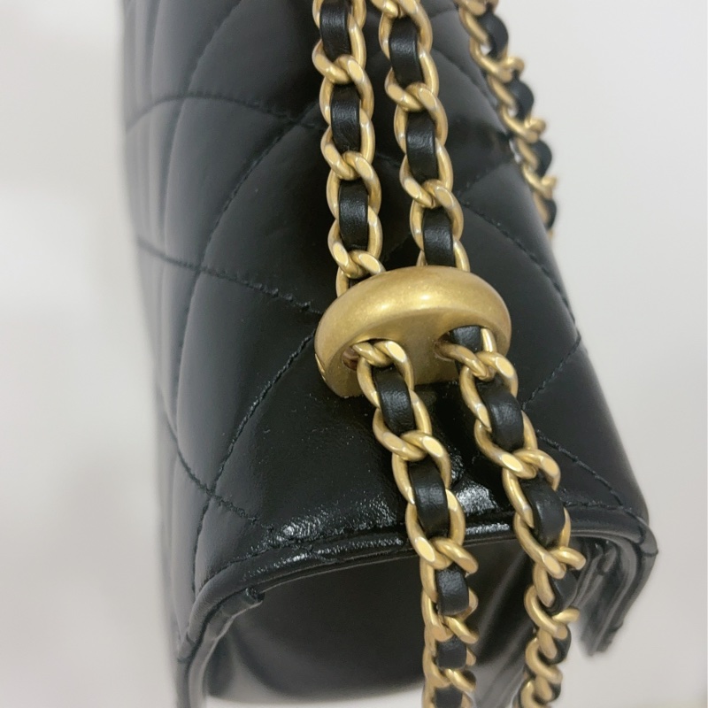 CHANEL 雙金球掀蓋包｜AS2615 晶片款｜黑金經典全配 🖤-18