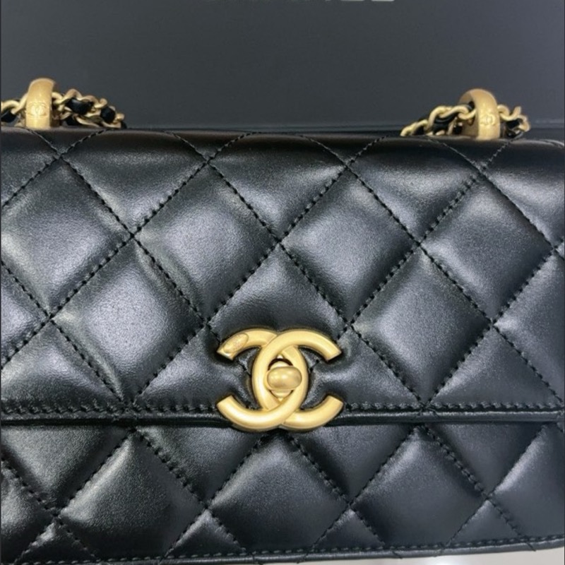 CHANEL 雙金球掀蓋包｜AS2615 晶片款｜黑金經典全配 🖤-1