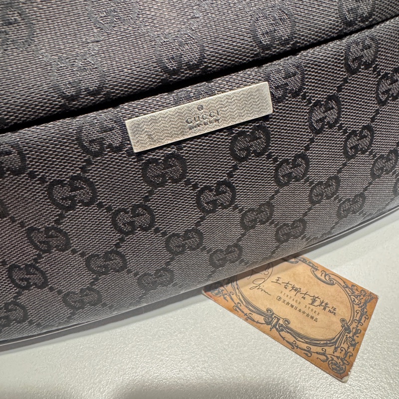 Gucci 竹節肩背包/腋下包/帆布包/王吉娜古董精品-3