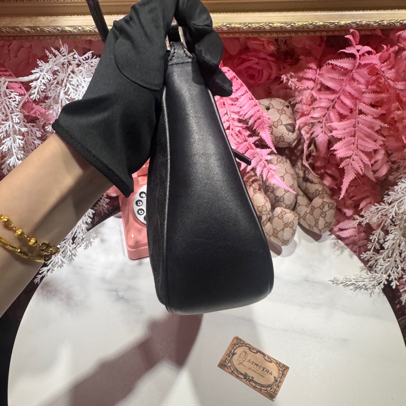 Gucci 竹節肩背包/腋下包/帆布包/王吉娜古董精品-5