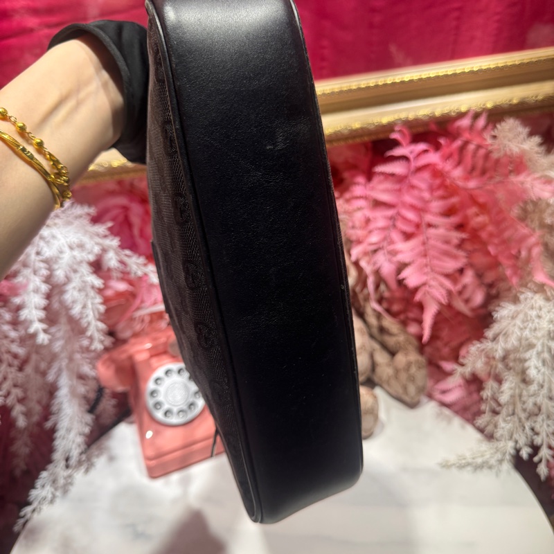 Gucci 竹節肩背包/腋下包/帆布包/王吉娜古董精品-8