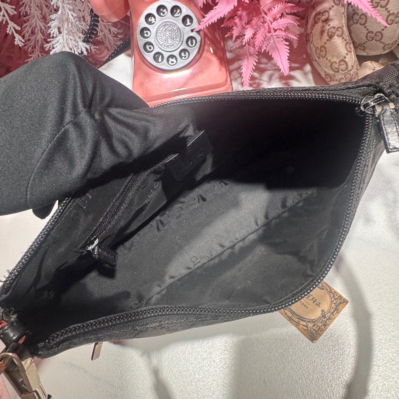 Gucci 竹節肩背包/腋下包/帆布包/王吉娜古董精品-9