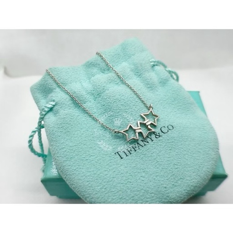 ~~趴趴小舖~~極新正品Tiffany &Co Triple Star星星項鍊2604011602