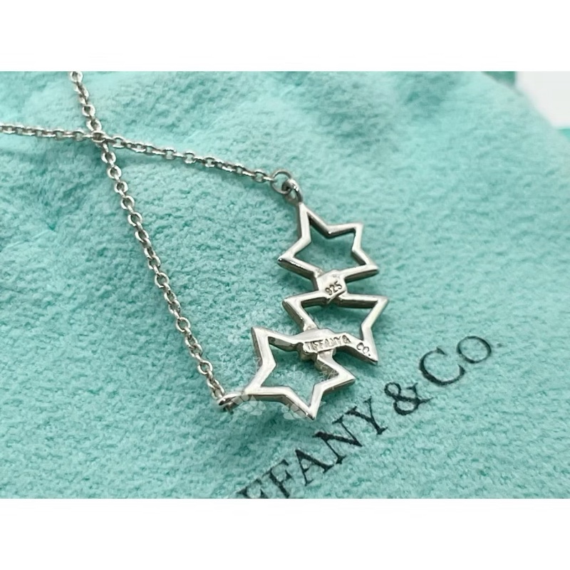 ~~趴趴小舖~~極新正品Tiffany &Co Triple Star星星項鍊2604011602-2