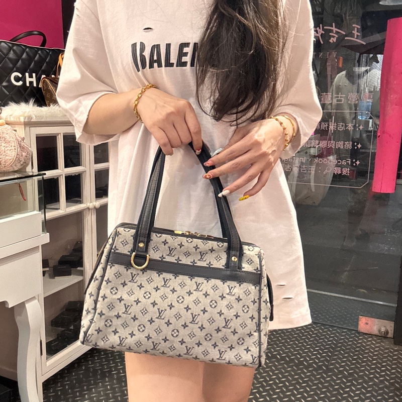 LV 牛仔帆布肩背包/王吉娜古董精品-2