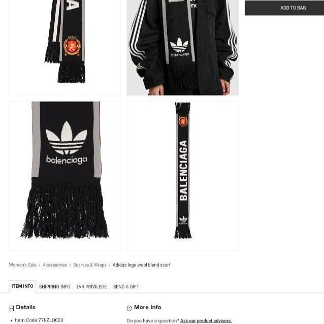 💎Han's house精品服飾💎 Balenciaga 聯名 adidas 愛迪達 巴黎世家 圍巾 現貨 原價18000-5