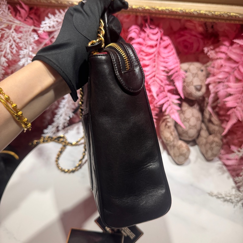 Chanel 黑金羊皮手提包/王吉娜古董精品-4