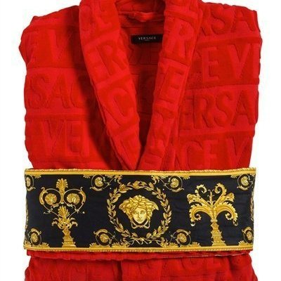 💎Han's house精品服飾💎VERSACE 凡賽斯 女神頭 頂級黑牌 圖案帶浴袍 罩衫 外套-6