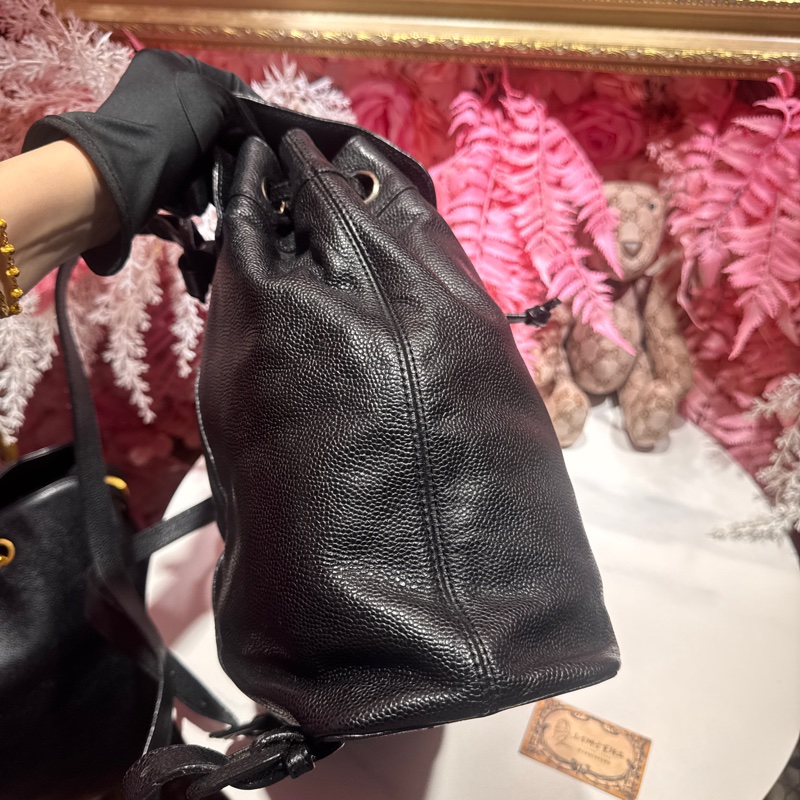 Chanel 荔枝皮黑銀後背包/王吉娜古董精品-2