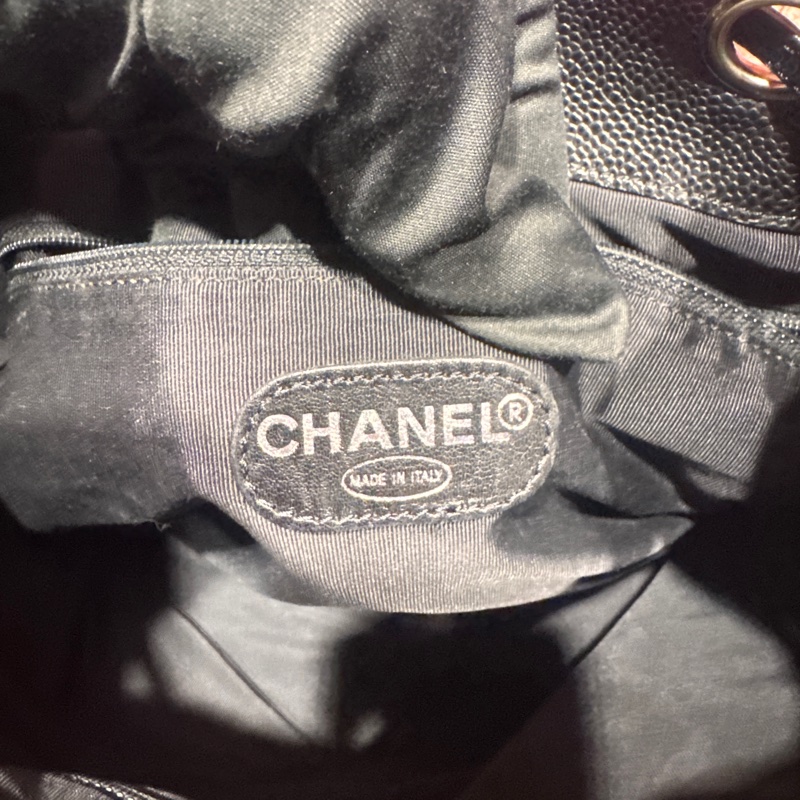 Chanel 荔枝皮黑銀後背包/王吉娜古董精品-8
