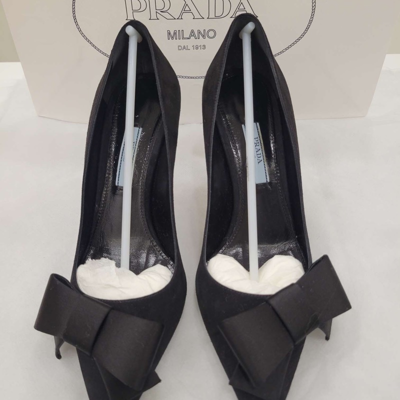 Prada/普拉达 蝴蝶结黑色高跟鞋（8公分） 36码-0