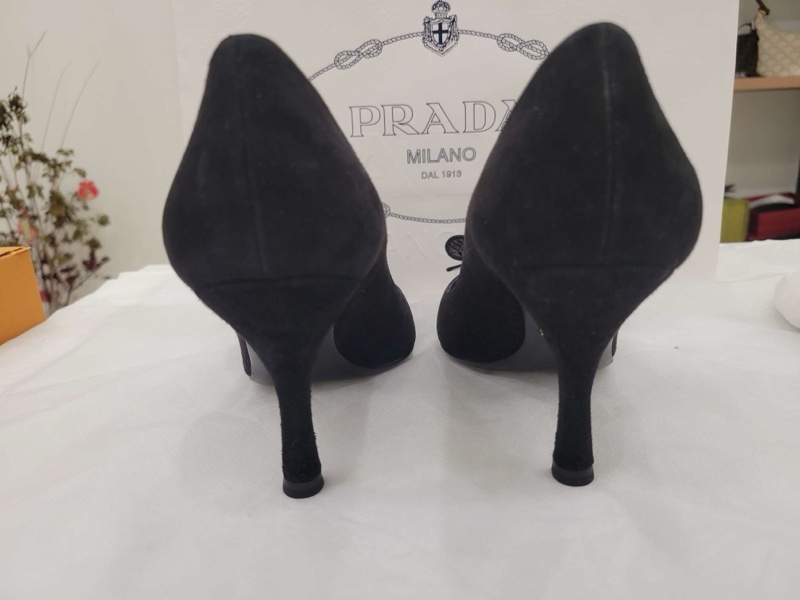 Prada/普拉达 蝴蝶结黑色高跟鞋（8公分） 36码-3