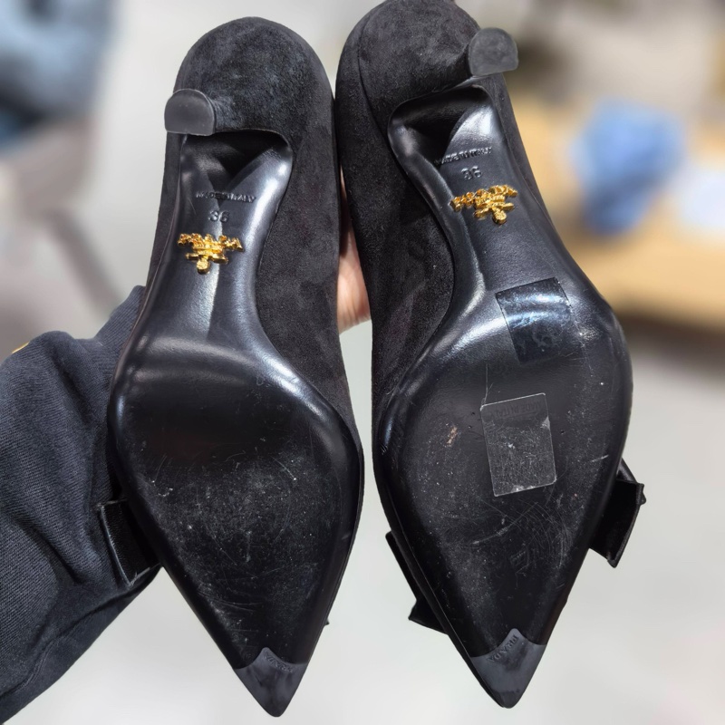 Prada/普拉达 蝴蝶结黑色高跟鞋（8公分） 36码-5