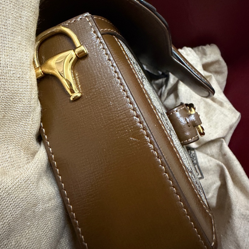 Gucci mini 1955棕色馬鞍包-11