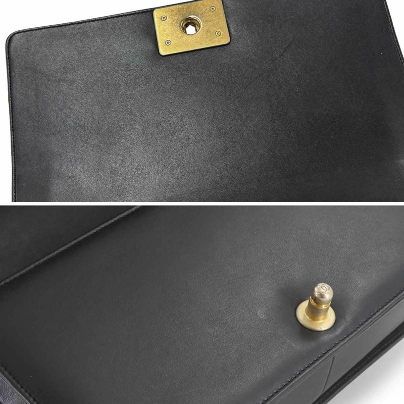 香奈兒 Boy Chanel 黑色羊皮鏈肩背包,搭配金色五金配件 (A67086)-8