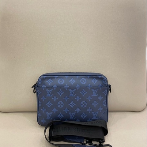 LV Duo郵差包 牛皮壓紋老花 男款 小零錢包丟失 成色佳自用超值