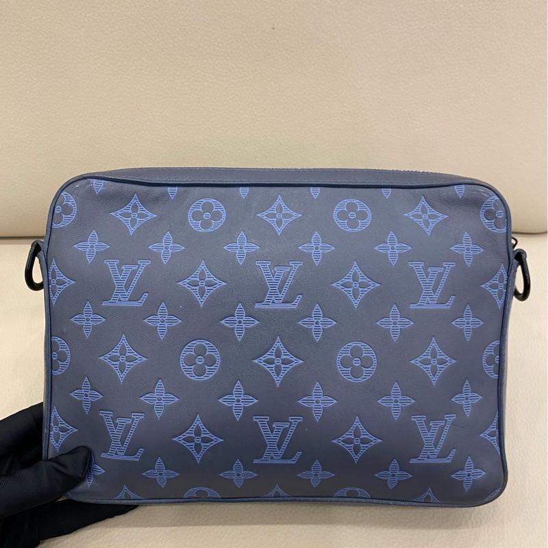 LV Duo郵差包 牛皮壓紋老花 男款 小零錢包丟失 成色佳自用超值-2