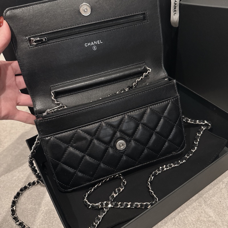 Chanel 香奈兒 woc 黑銀羊皮 晶片款 購自高雄漢神本館-3