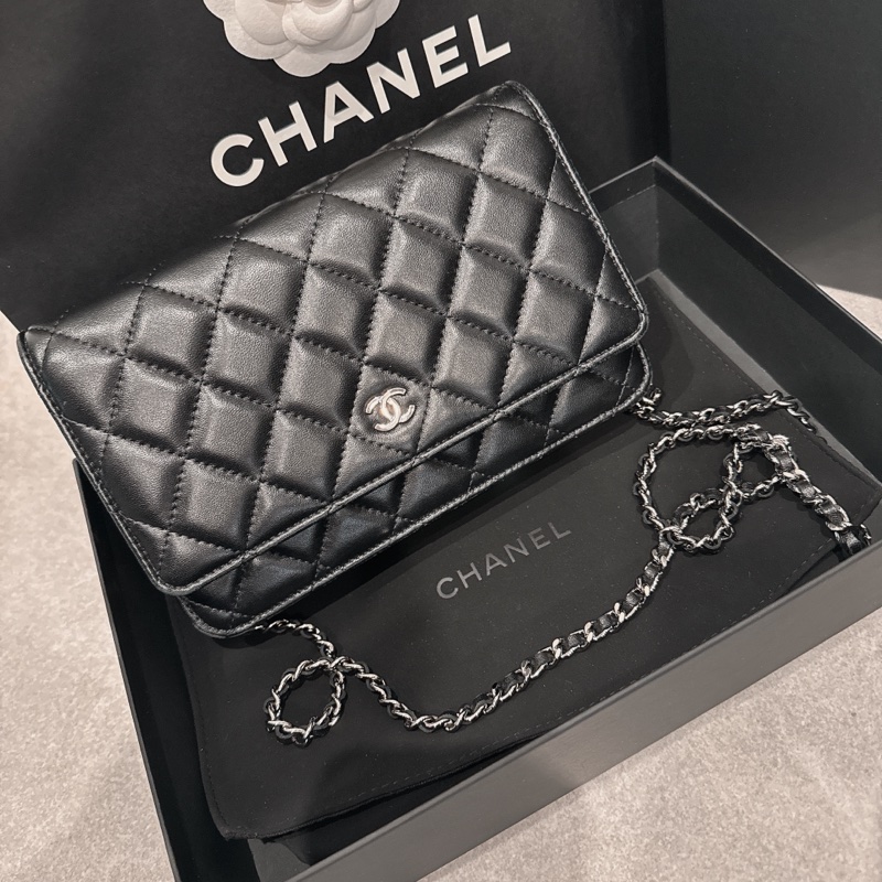 Chanel 香奈兒 woc 黑銀羊皮 晶片款 購自高雄漢神本館-6