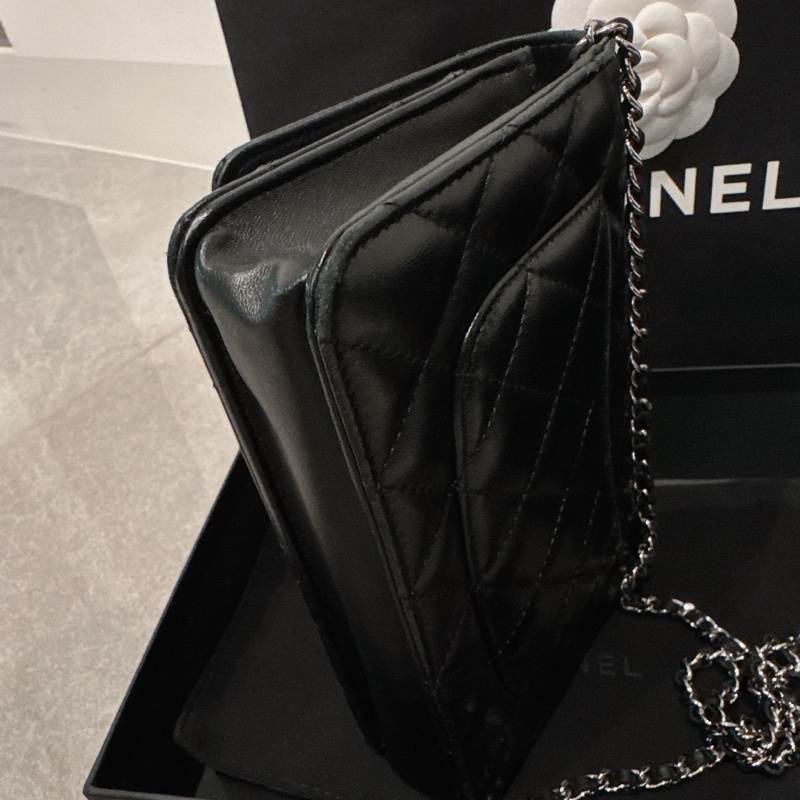 Chanel 香奈兒 woc 黑銀羊皮 晶片款 購自高雄漢神本館-12