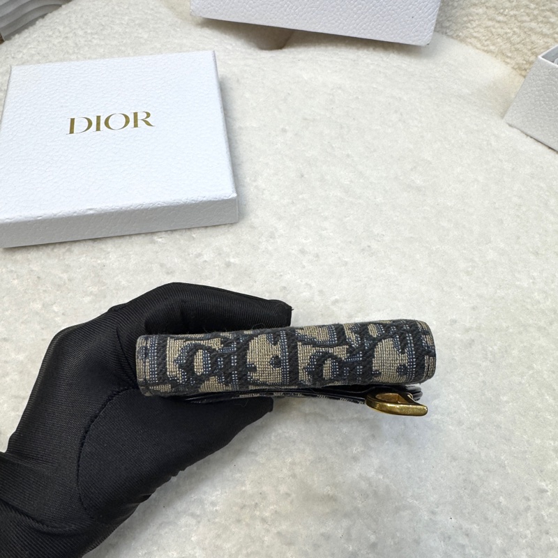 迪奧馬鞍短夾 Dior Saddle Lotus 藍色緹花✨經典老花氣質款 三折短夾 S5652CTZU-5