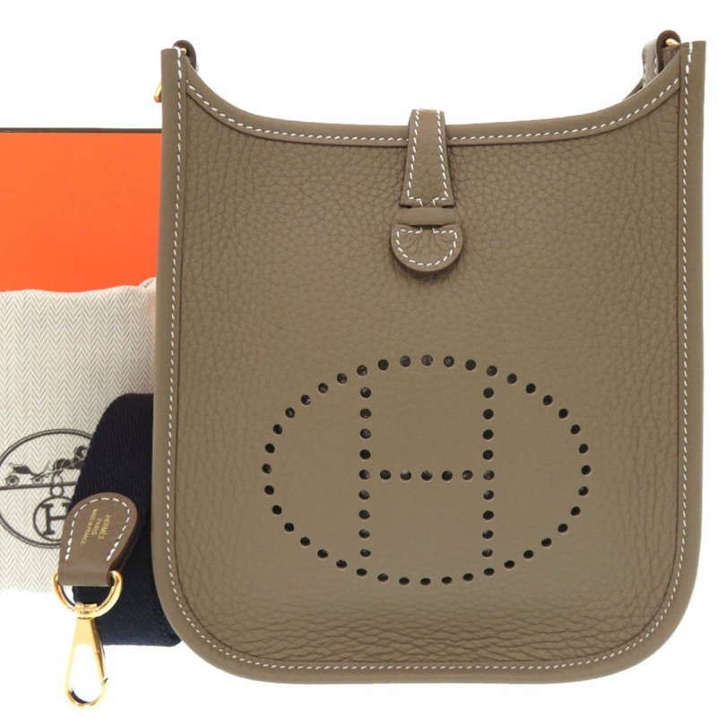 全新愛馬仕 Evelyne TPM Amazon Taurillon Clemence 皮革單背包,靛藍色,金色五金,K 字印記,貨號 0495HERMES-0