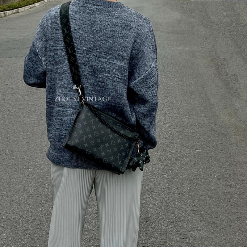 M61692 (附贈背帶+內膽包)Louis Vuitton Pochette Voyage MM 黑灰老花手拿包-8