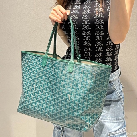 超難買😍99新🆕Goyard戈雅老花綠色購物袋托特包手提包單肩包