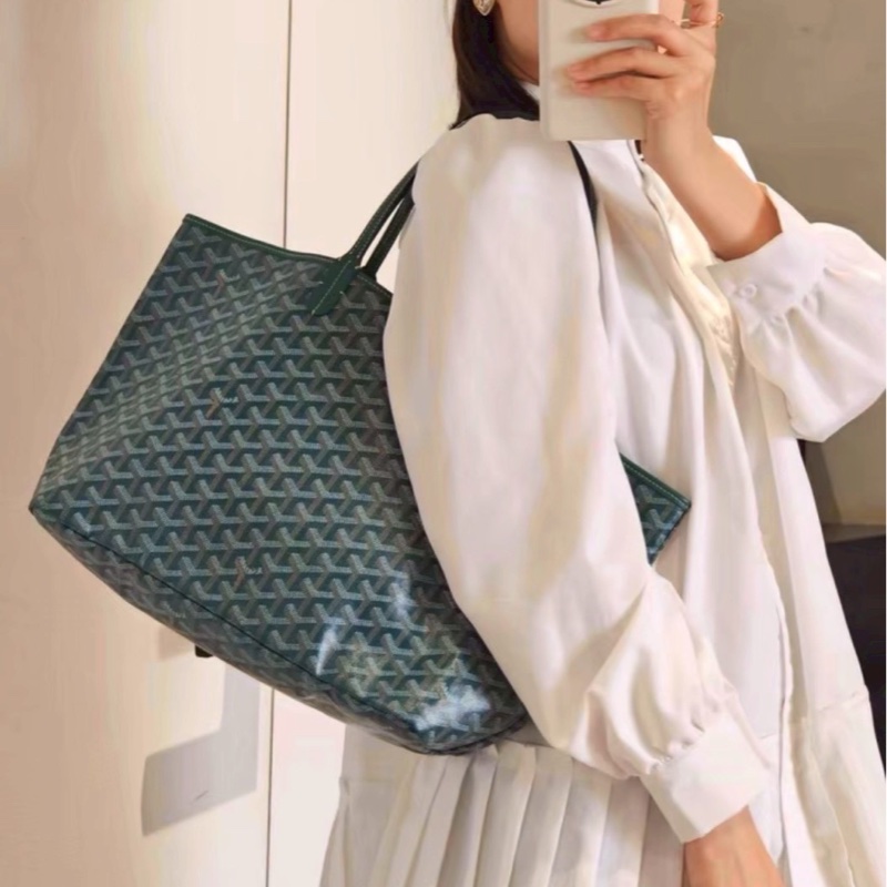 超難買😍99新🆕Goyard戈雅老花綠色購物袋托特包手提包單肩包-3