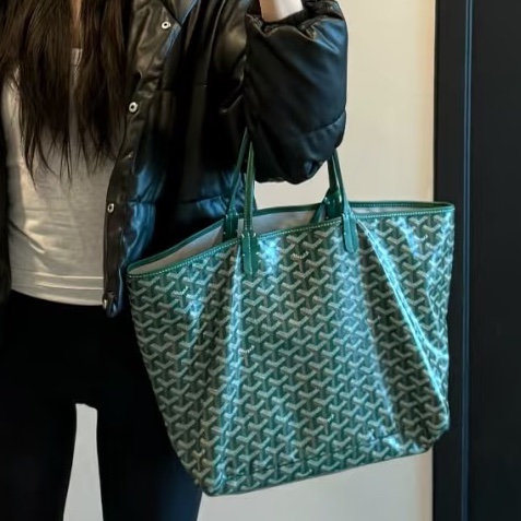 超難買😍99新🆕Goyard戈雅老花綠色購物袋托特包手提包單肩包-5