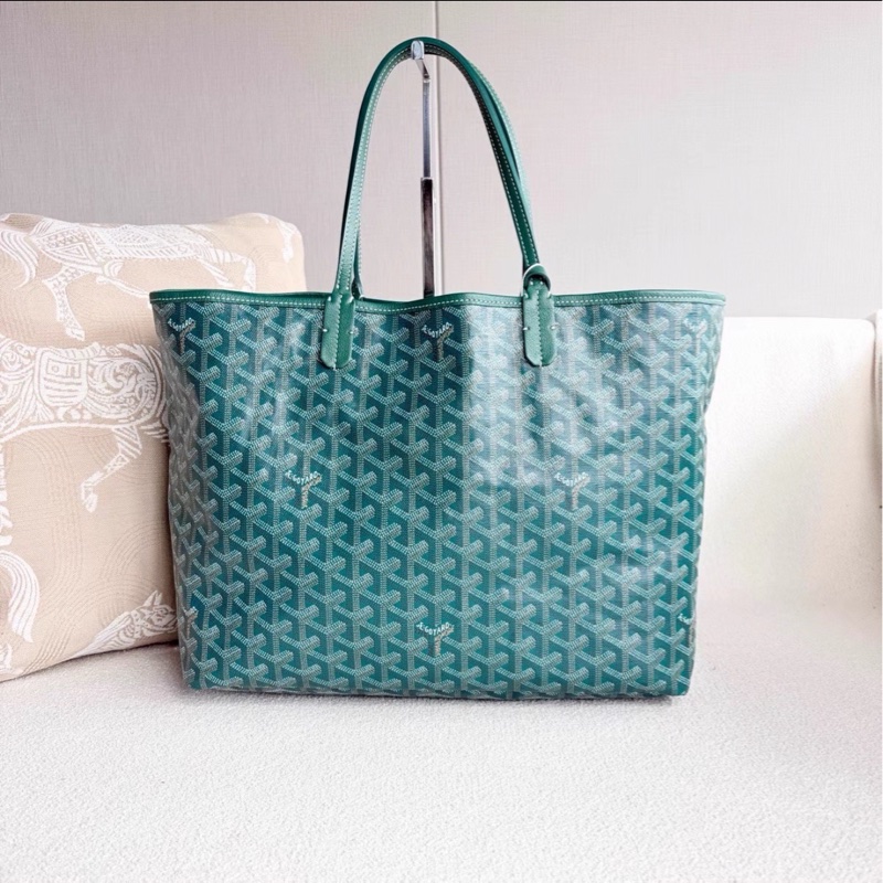 超難買😍99新🆕Goyard戈雅老花綠色購物袋托特包手提包單肩包-6