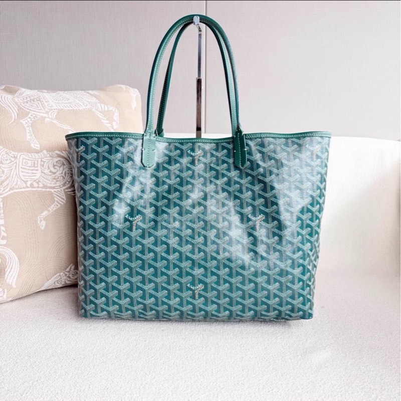 超難買😍99新🆕Goyard戈雅老花綠色購物袋托特包手提包單肩包-7