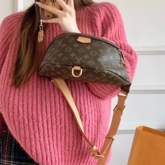 穿搭神器😍超低價❤️🔥lv路易威登老花bumpbag男女通用胸包腰包前背包斜挎包-1