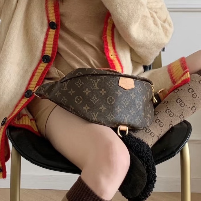 穿搭神器😍超低價❤️🔥lv路易威登老花bumpbag男女通用胸包腰包前背包斜挎包-7