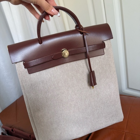 Hermes Vintage Herbag 紅棕肩背包/雙肩