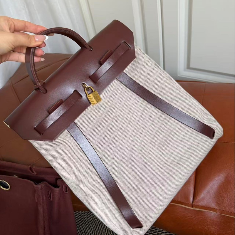 Hermes Vintage Herbag 紅棕肩背包/雙肩-1